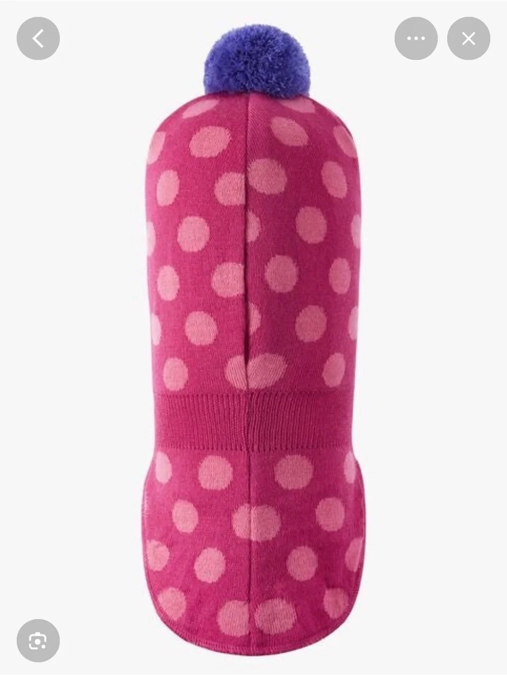 Reima Kids Pink Polka Dot Balaclava with Purple Pom — Cozy Winter Hat 3-4 years